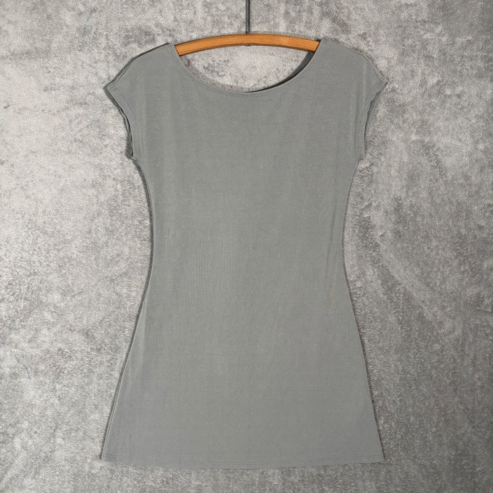 Free People Beach‎ Womens Gray Cap Sleeve Low Square Open Back Mini Dress Size M